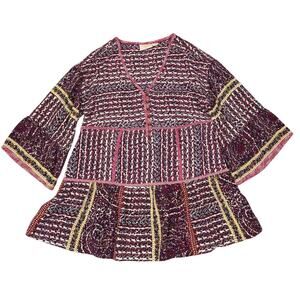 Anthropologie Maeve Womens Size M Lilyana Tiered Silk Blouse